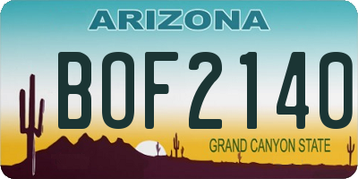 AZ license plate BOF2140