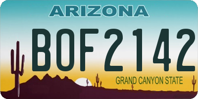 AZ license plate BOF2142
