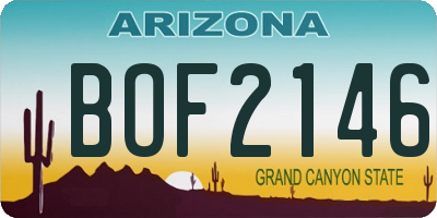 AZ license plate BOF2146