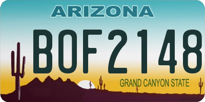 AZ license plate BOF2148