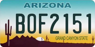 AZ license plate BOF2151