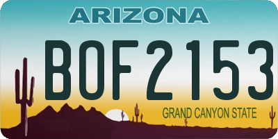 AZ license plate BOF2153
