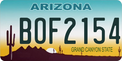 AZ license plate BOF2154