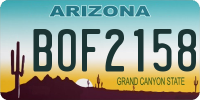 AZ license plate BOF2158