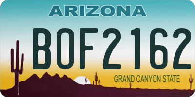 AZ license plate BOF2162