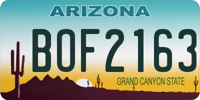 AZ license plate BOF2163