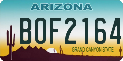 AZ license plate BOF2164