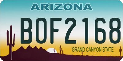 AZ license plate BOF2168