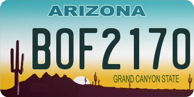 AZ license plate BOF2170