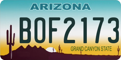 AZ license plate BOF2173