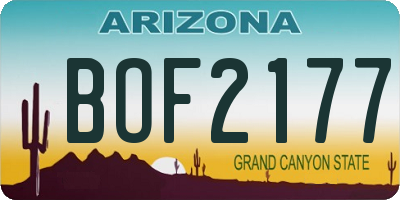 AZ license plate BOF2177