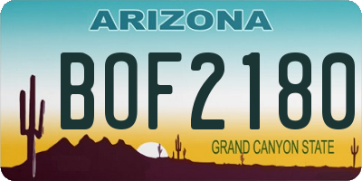 AZ license plate BOF2180