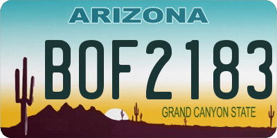 AZ license plate BOF2183
