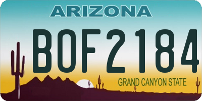 AZ license plate BOF2184