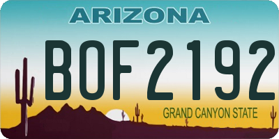 AZ license plate BOF2192