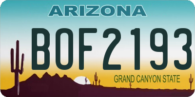 AZ license plate BOF2193