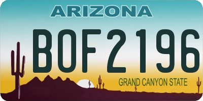 AZ license plate BOF2196