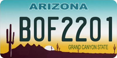 AZ license plate BOF2201
