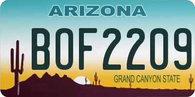 AZ license plate BOF2209