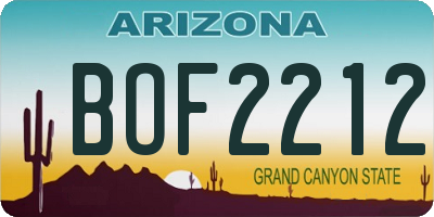 AZ license plate BOF2212