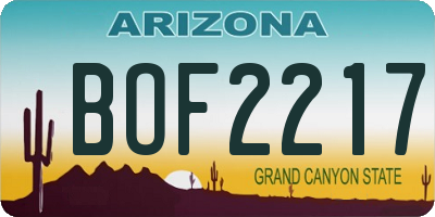 AZ license plate BOF2217