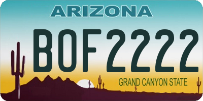 AZ license plate BOF2222