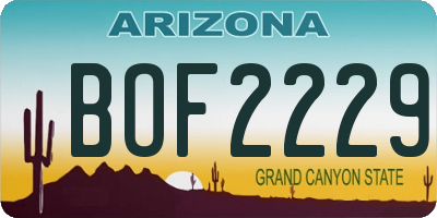 AZ license plate BOF2229