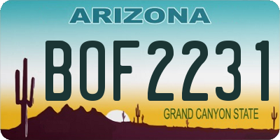 AZ license plate BOF2231