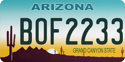 AZ license plate BOF2233