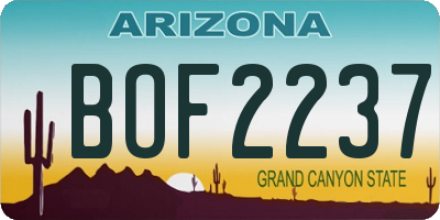 AZ license plate BOF2237