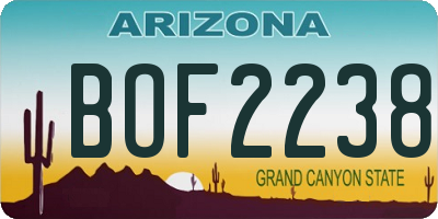 AZ license plate BOF2238