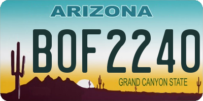 AZ license plate BOF2240