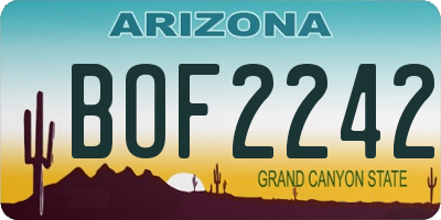 AZ license plate BOF2242