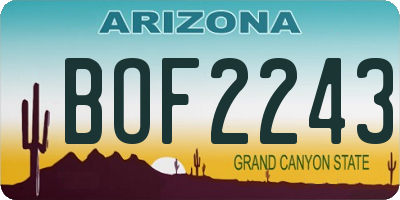 AZ license plate BOF2243