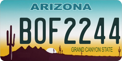 AZ license plate BOF2244