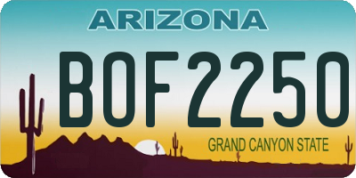 AZ license plate BOF2250