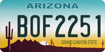 AZ license plate BOF2251