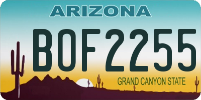 AZ license plate BOF2255