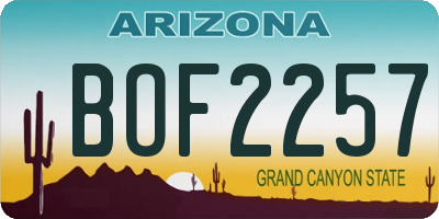 AZ license plate BOF2257