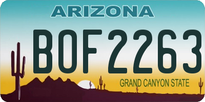 AZ license plate BOF2263