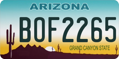 AZ license plate BOF2265