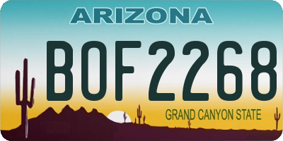 AZ license plate BOF2268