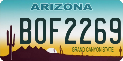 AZ license plate BOF2269