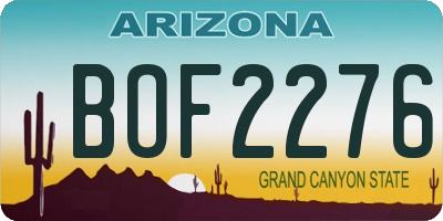 AZ license plate BOF2276