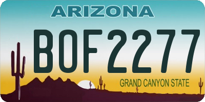 AZ license plate BOF2277
