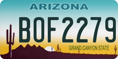 AZ license plate BOF2279