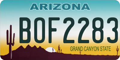 AZ license plate BOF2283