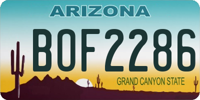AZ license plate BOF2286