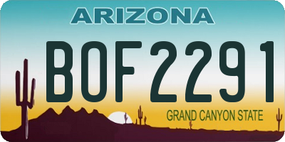 AZ license plate BOF2291