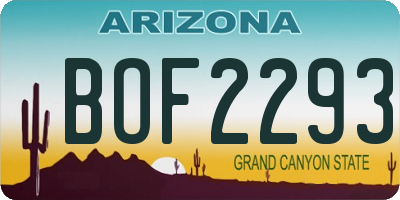 AZ license plate BOF2293